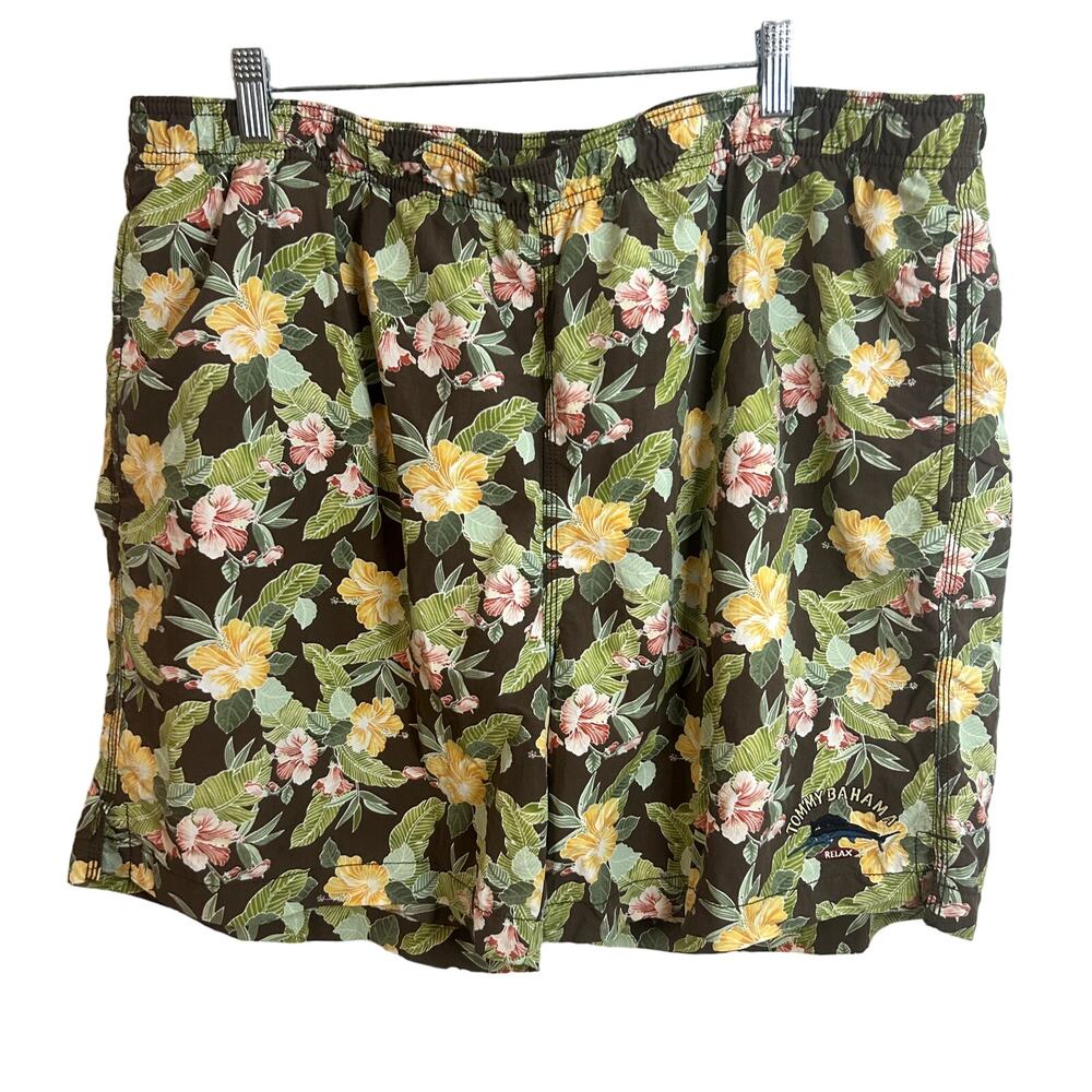 Tommy Bahama Swim Trunks Mens Size XL Gray Floral Resort Hawaii Preppy Gorpcore